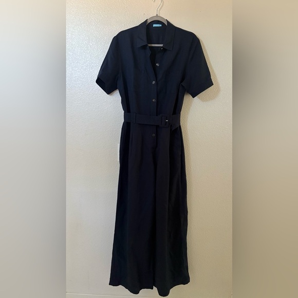 J. McLaughlin Eilidh Linen Blend Navy Blue Jumpsuit size 14 - Picture 2 of 7